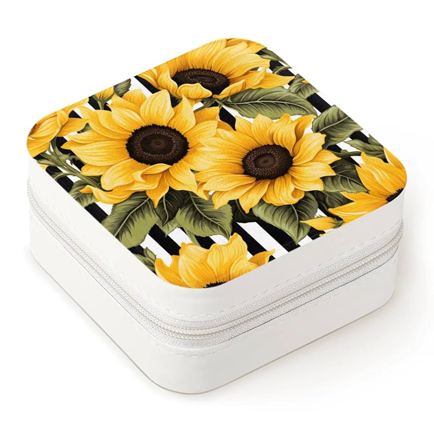 Amazon.com: Sunny Sunflower Jewelry Box Travel Jewelry Case